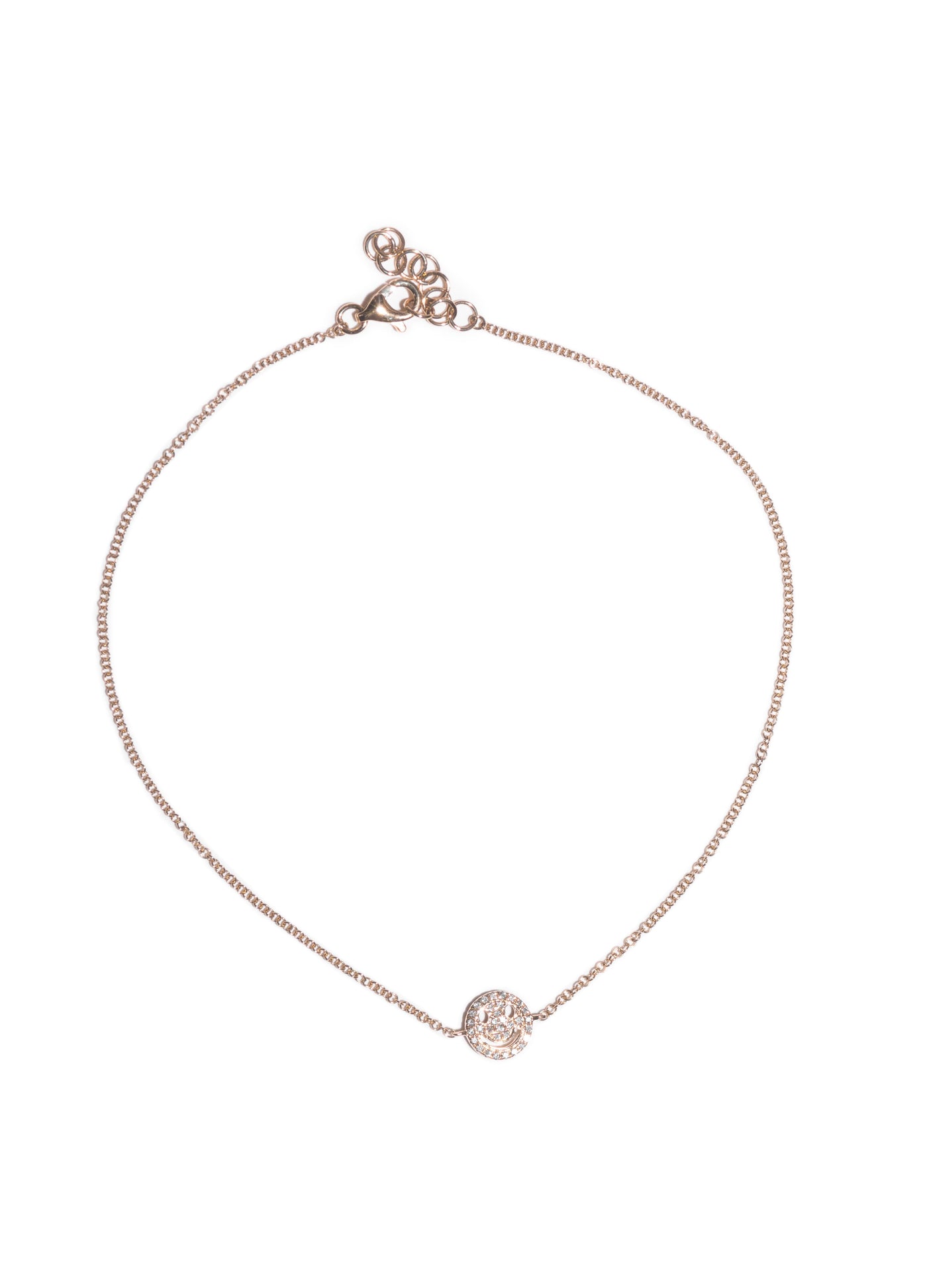 Smiley Face Anklet with Diamond Detail