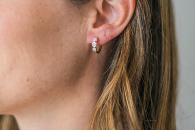 3 Cluster Diamond Hoops