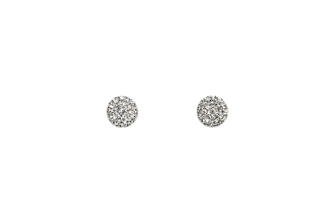 Small Circle Diamond Studs in White Gold