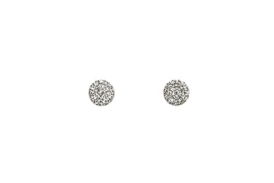 Small Circle Diamond Studs in White Gold