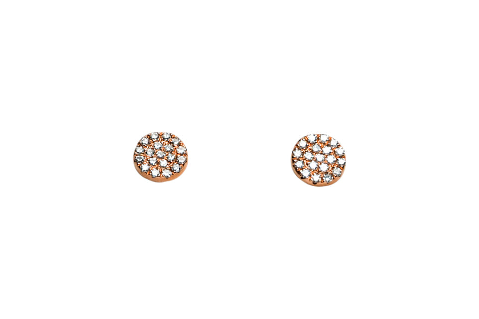 Small Circle Diamond Studs in Rose Gold