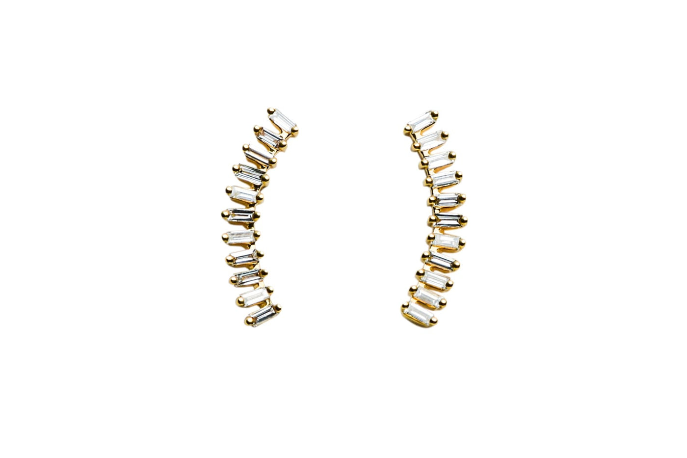 Baguette Curve Line Studs