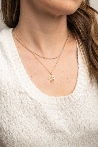 Diamond Hamsa Pendant in Yellow Gold