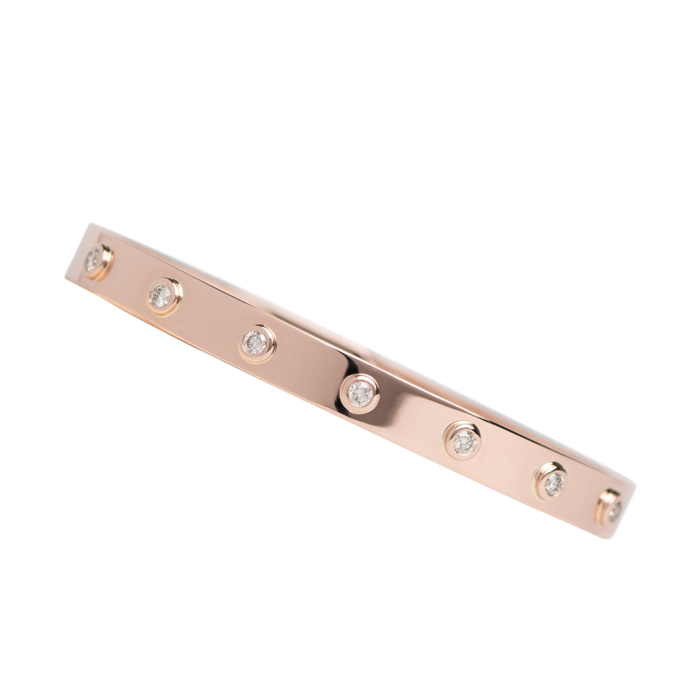 Bezel Set Diamond Bangle in Rose Gold